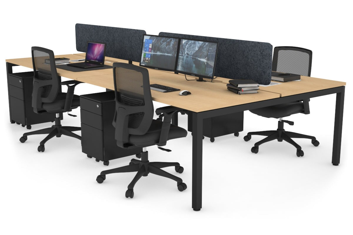 4-Person Office Workstation with Quadro Square Legs - 1800L x 800W Desk with Cable Management Scallop | Perfect for Collaborative Workspaces & Open Office Environments