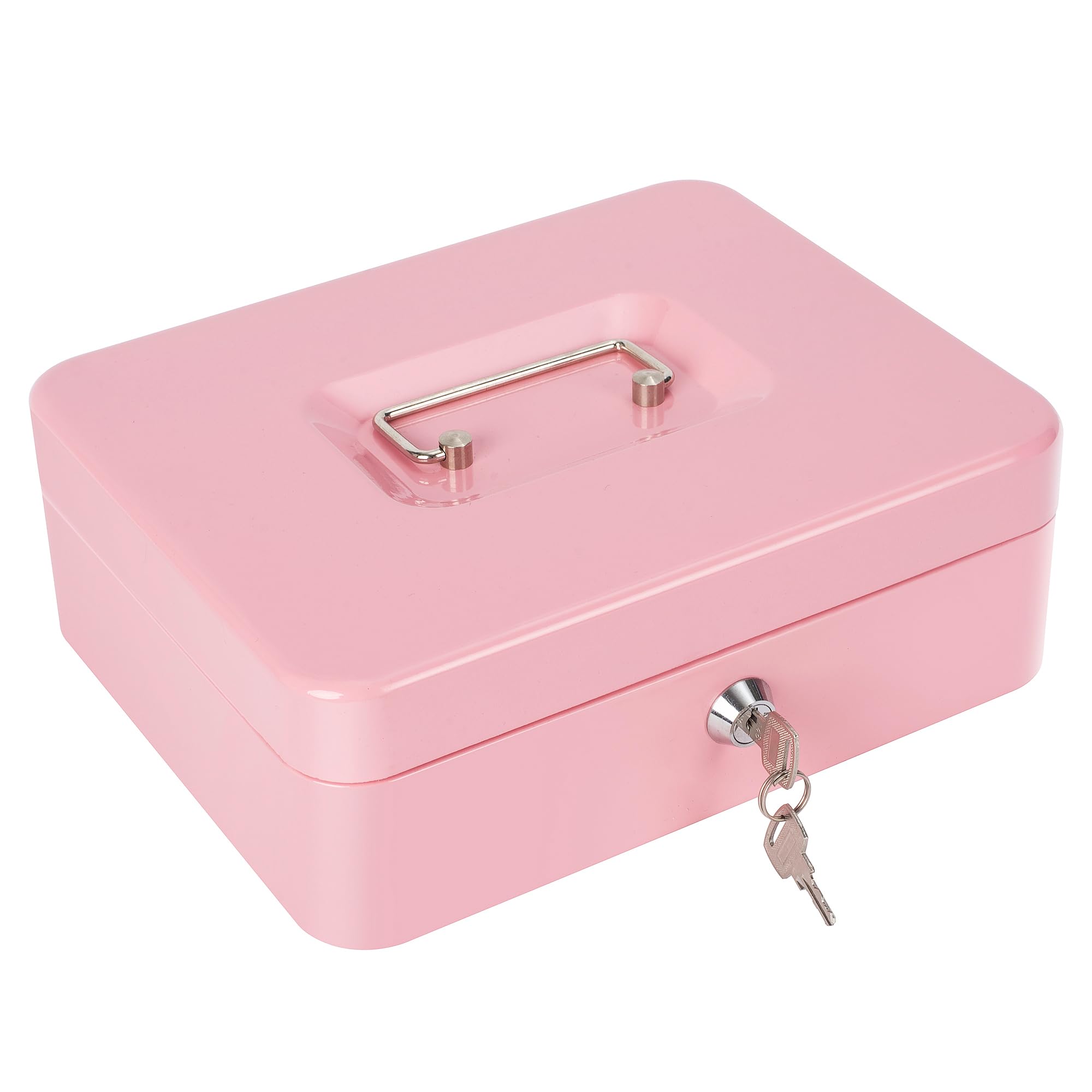 Heavy Duty Metal Cash Box with Lock & Money Tray - 9.84