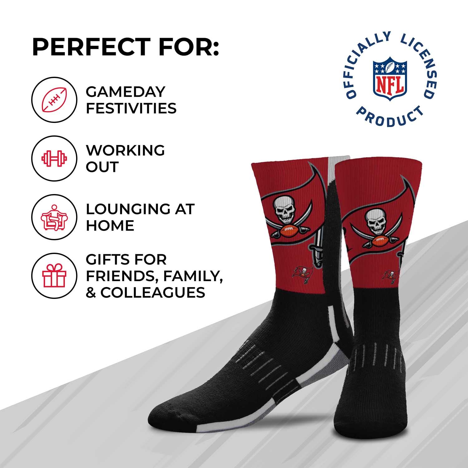 NFL Team Logo Adult Crew Socks for Men - Machine Washable Football Socks for Warm & Cold Weather - Comfortable Game Day Apparel - Perfect for NFL Fans, Sports Enthusiasts and Casual Wear
