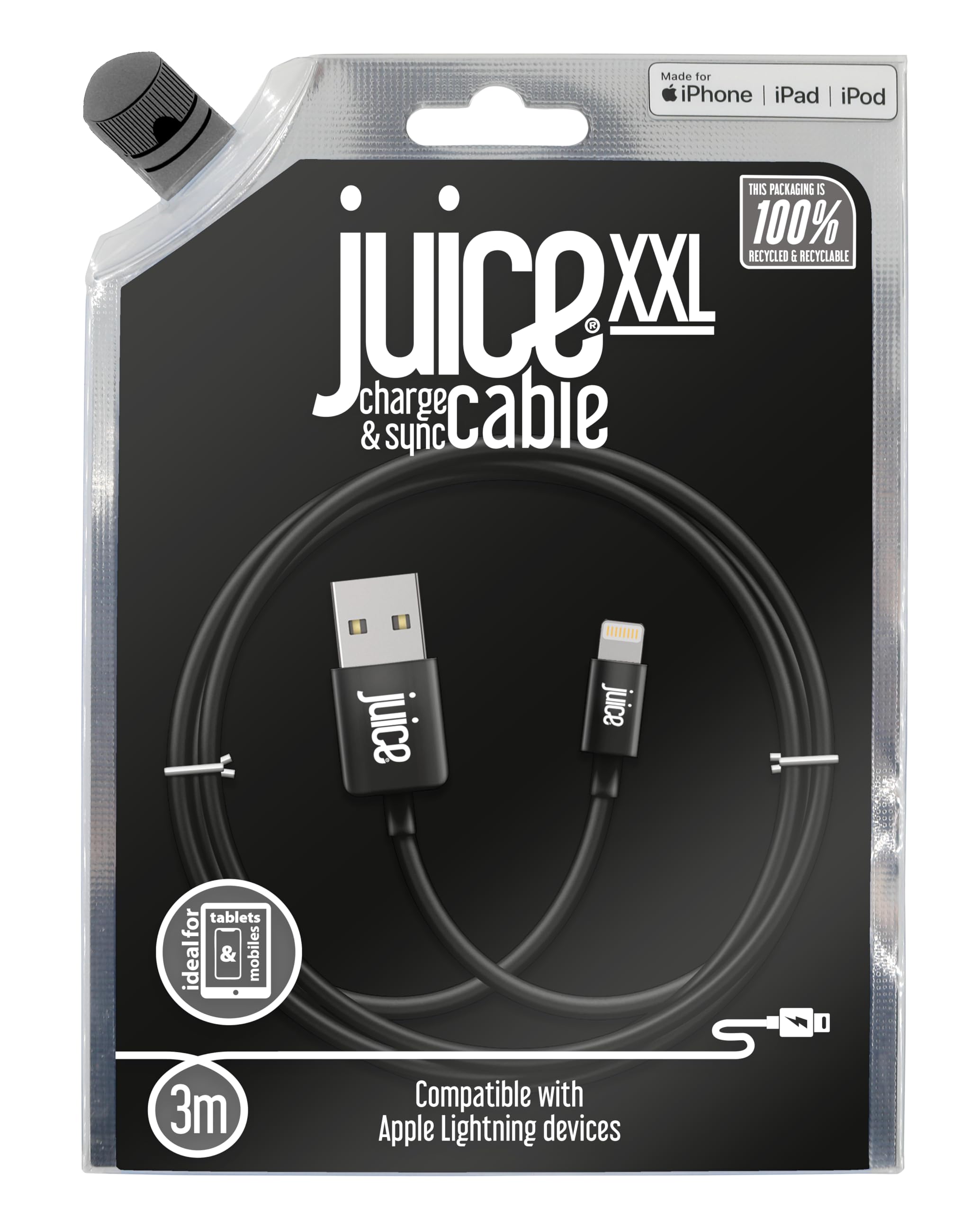 Premium 3m Apple Lightning Cable - USB to Lightning iPhone Charger Cable MFI Certified | Extra Long Durable Fast Charging Cable for iPhone iPad | Perfect for Home Office Car Travel & Gaming (Black)