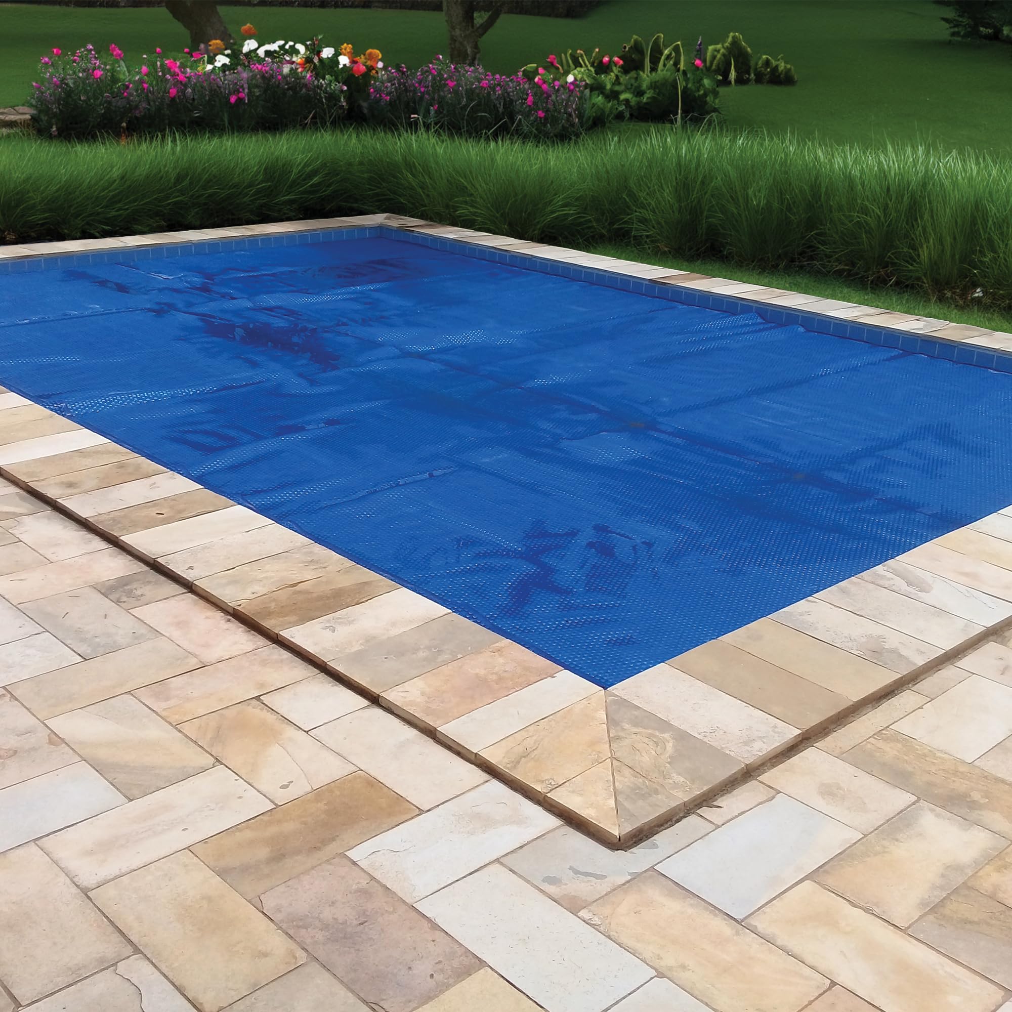 In The Swim 15' x 30' Premium Blue Rectangle Solar Pool Cover - 12 Mil Thick for Solar Heating | Above Ground & Inground Pools | Extends Swimming Season, Reduces Heat Loss & Evaporation