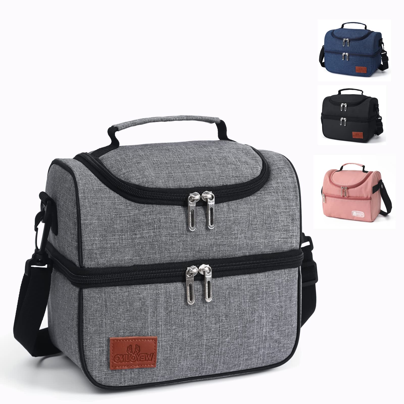 **Insulated Double Deck Lunch Bag for Men, Women & Kids - Reusable Thermal Cooler Tote for Office, School, Picnic, Beach, Gym & Travel - Soft Cooler Lunch Box (Black)**    *Perfect for keeping meals fresh at work, school outings, beach trips, or gym sessions!*