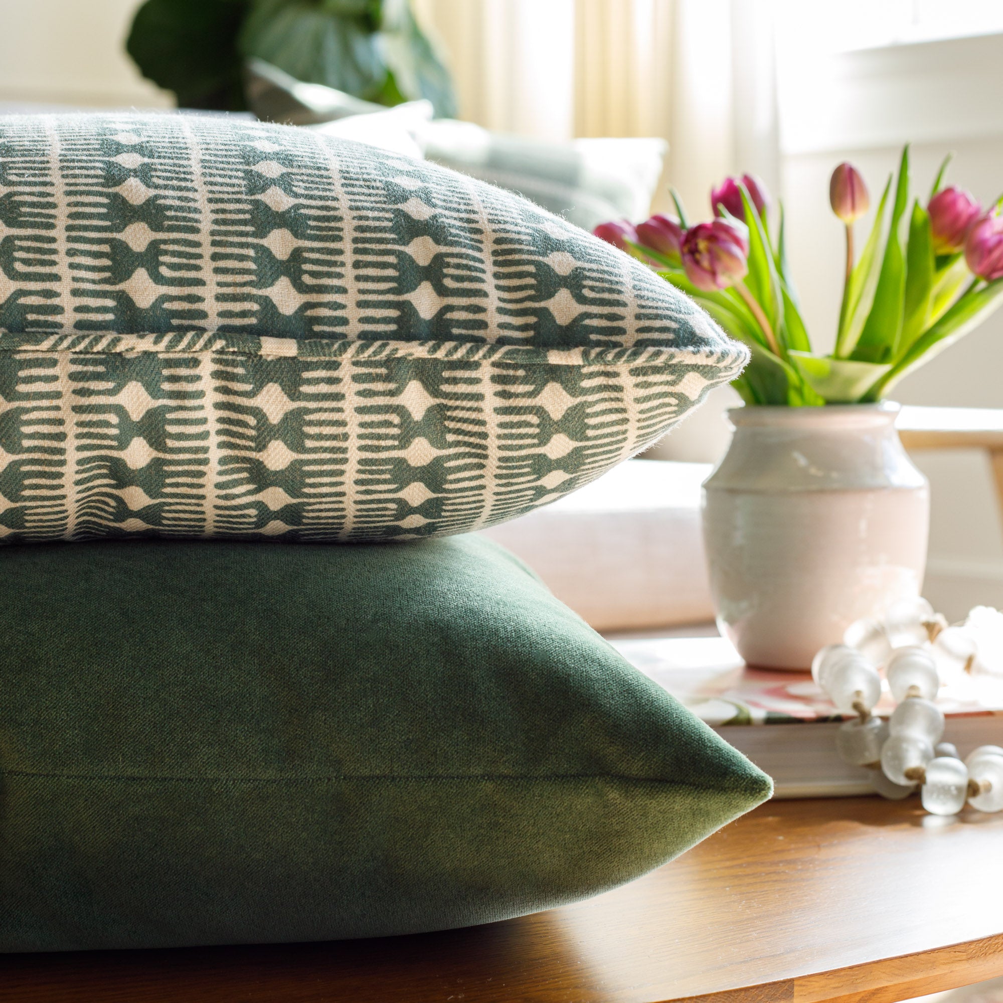 Valentina Velvet 20x20 Decorative Throw Pillow Cover - Soft Pine Green Cushion for Sofa, Bed & Home Decor - Perfect for Living Room, Bedroom & Dorm