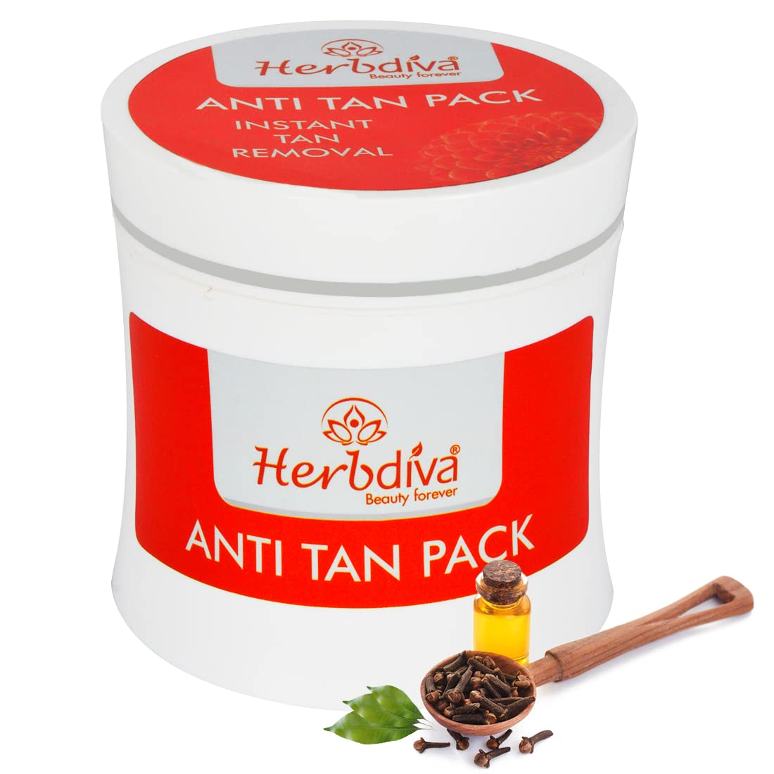 Herbdiva Anti-Tan Face Pack 250ml - Enriched with Clove Oil & Milk Protein for Tan Removal & Skin Brightening | Natural Beauty Treatment for Glowing Skin | Perfect for Daily Skincare & Sun Damage Repair