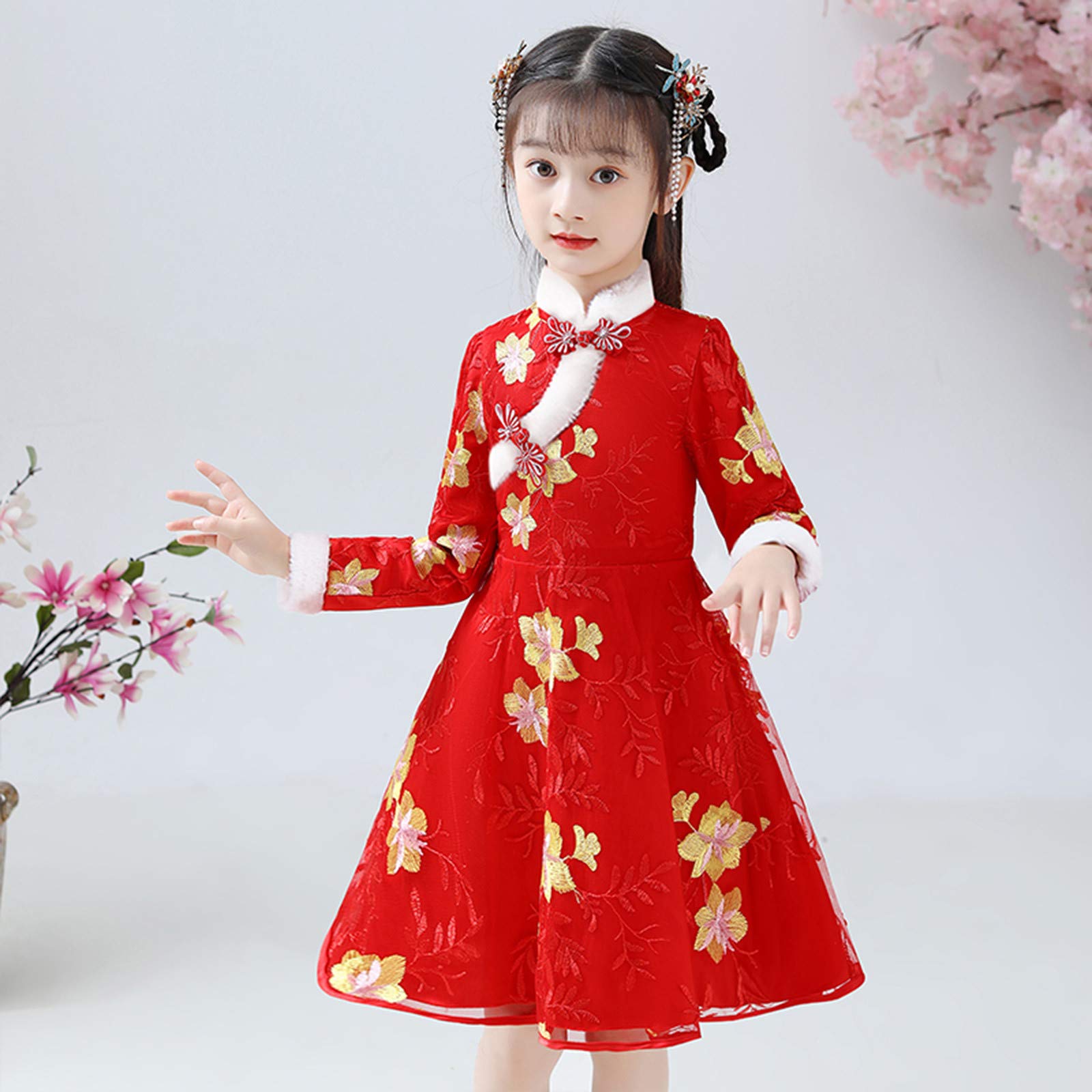 Chinese New Year Baby Girl Dress - Toddler Princess Tang Suit Outfit for Lunar Festival | Newborn Traditional Cheongsam Costume for Holiday Photos & Family Celebrations