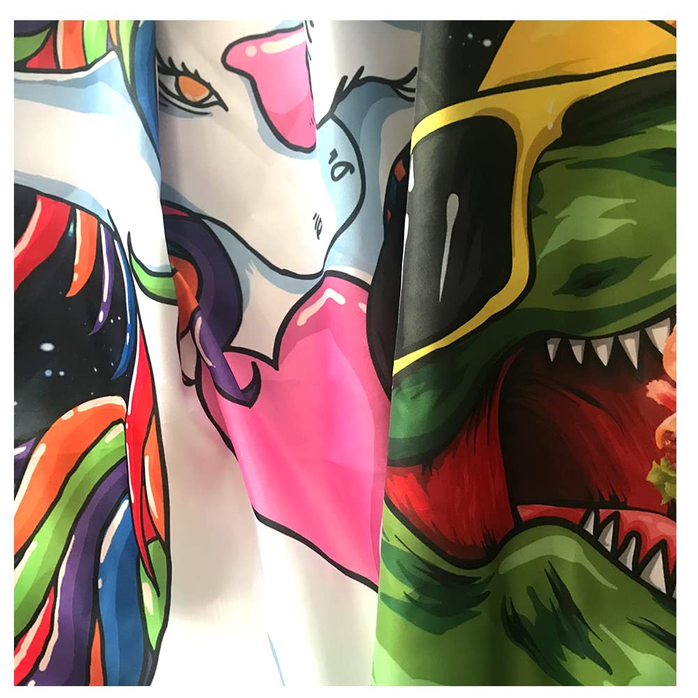 Non-Slip Unicorn Shower Curtain Set for Kids - Memory Foam Bath Mat, Funny Cartoon Rainbow Bathroom Decor with Hooks (69x70 Inches) - Perfect for Boys & Girls Bathroom, Nursery, and Kids' Restroom Accessories