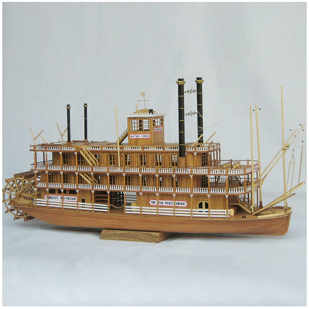 1/100 Scale US Mississippi Steamer Ship Model Kit - Premium Wooden Boat Building Set for Adults & Collectors - Perfect for Home Decoration, DIY Projects and Gift Giving