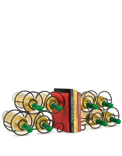 Stylish Bookend Wine Rack - Space-Saving Book and Wine Storage Solution for Home, Office, or Kitchen Decor