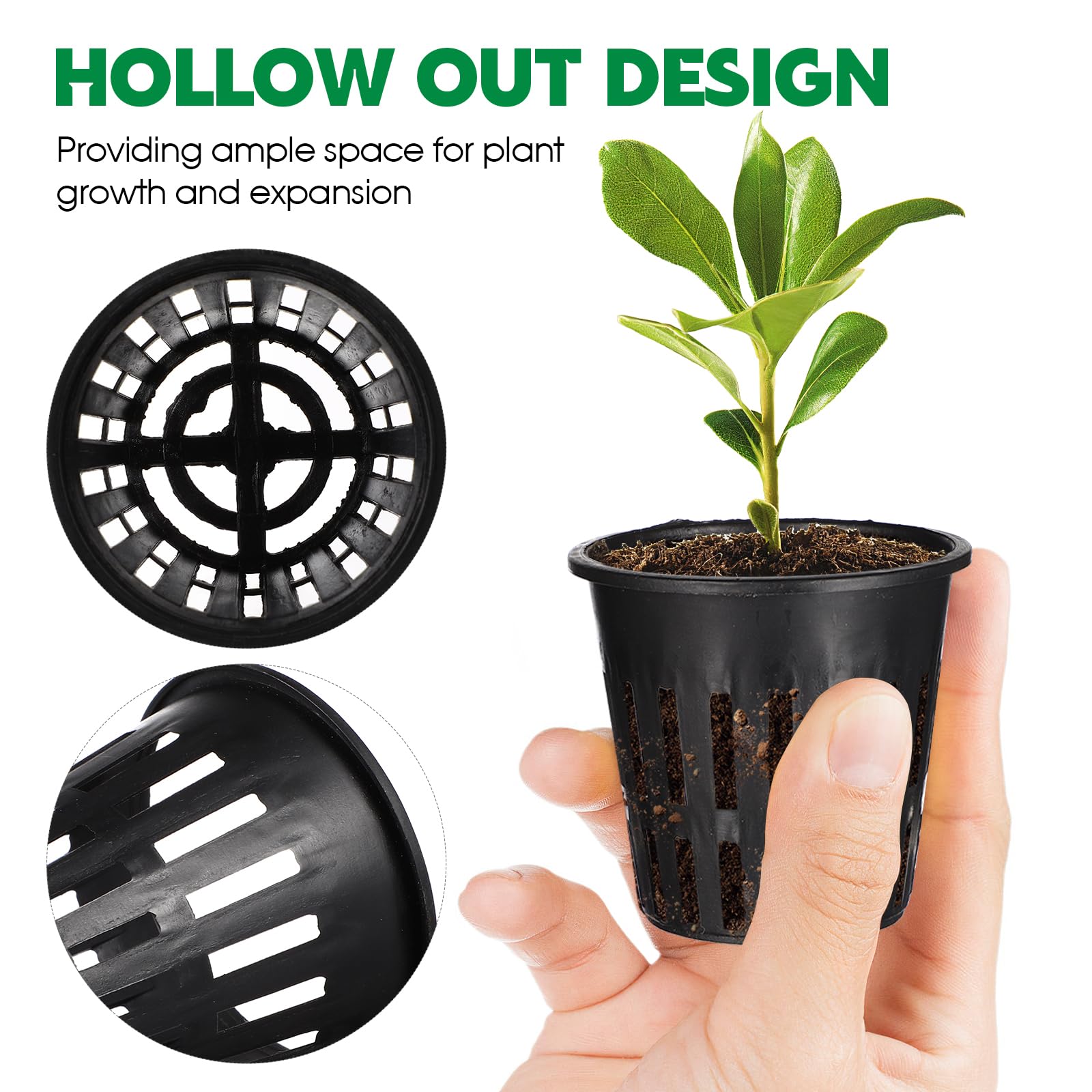 Yardwe 40PCS 2 Inch Hydroponic Net Pots - Black Plastic Garden Net Cup Buckets for Hydroponics, Aquaponics & Seed Starting - Perfect for Indoor Herb Gardens, Hydroponic Systems & DIY Planters