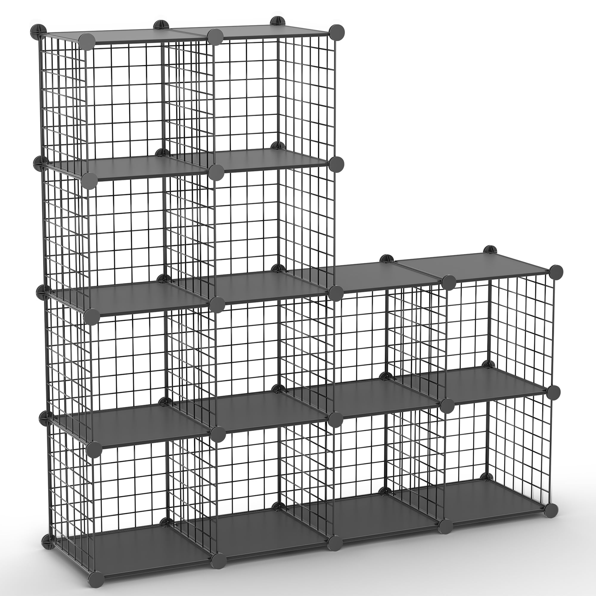TUMUCUTE 12-Cube Wire Storage Organizer - Stackable Metal Cube Shelves for Bedroom, Closet, Office & Living Room - Modular Bookshelf & Home Organization Solution - Perfect for Storing Books, Toys, Clothes & Home Decor Accessories