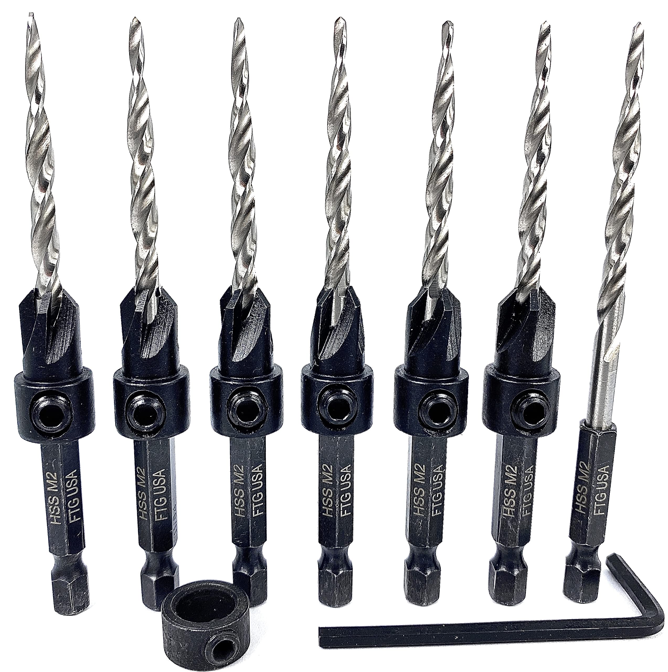 6-Piece Tapered Countersink Drill Bit Set - #8 (11/64