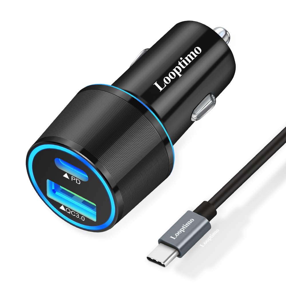 Looptimo 48W USB C Car Charger with PD & QC 3.0 - Fast Charging for Google Pixel 9/9 Pro XL/8/8 Pro/7/7 Pro/6/6a/6 Pro/5a/5/4/4 XL - Includes 3.3Ft Type C Cable - Perfect for Road Trips & Daily Commutes