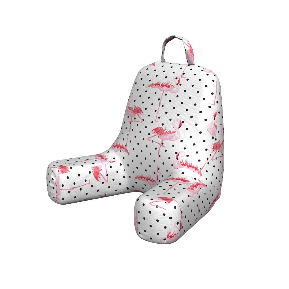Ambesonne Retro Flamingo Birds Polka Dot Reading Pillow Cover - Soft Fabric Unstuffed Bed Rest Case, Small Pale Pink & White - Perfect for Reading, Lounging & Nursery Decor