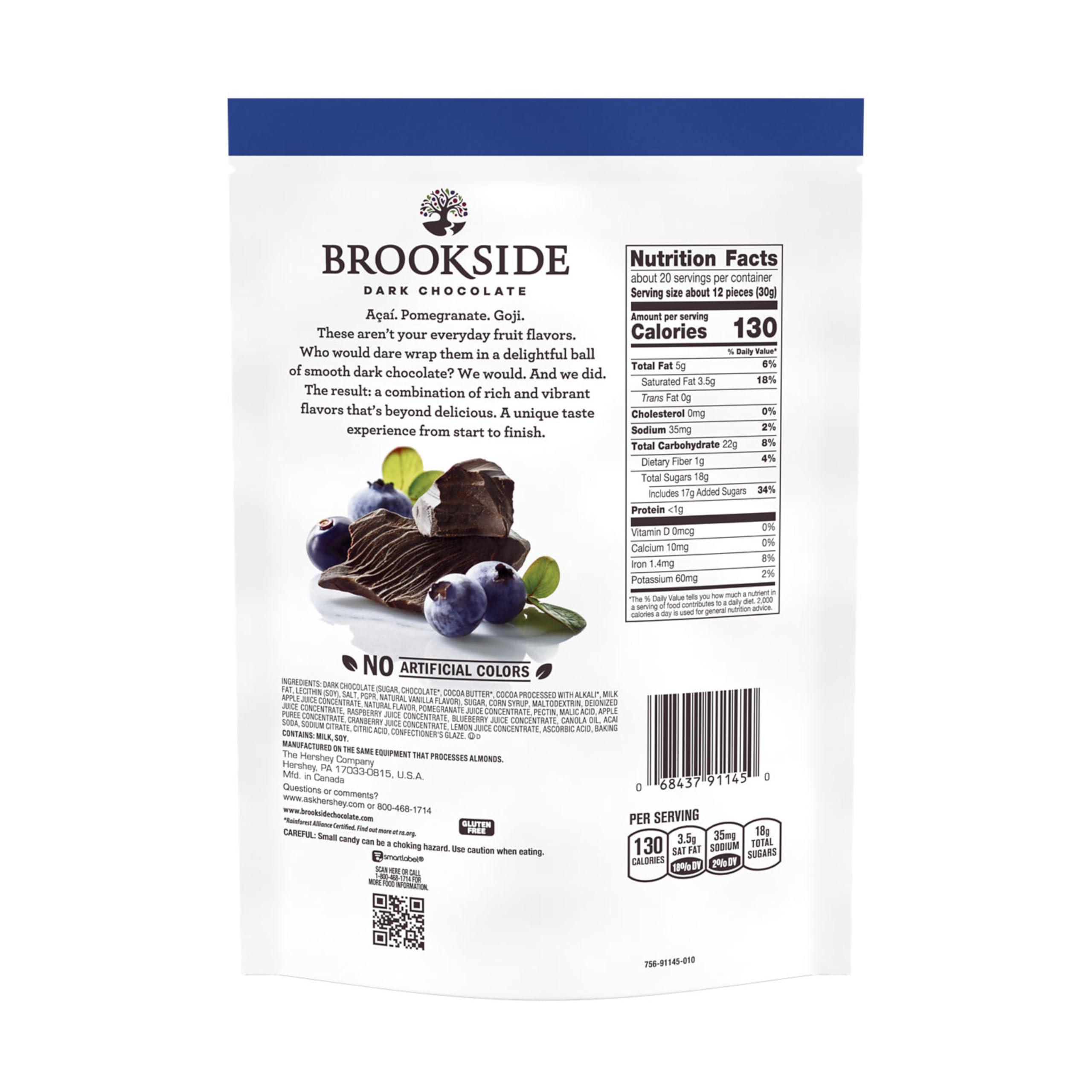 BROOKSIDE Dark Chocolate with Acai & Blueberry Flavors - 21 oz Resealable Bag | Healthy Snack for Work, Travel & Dessert