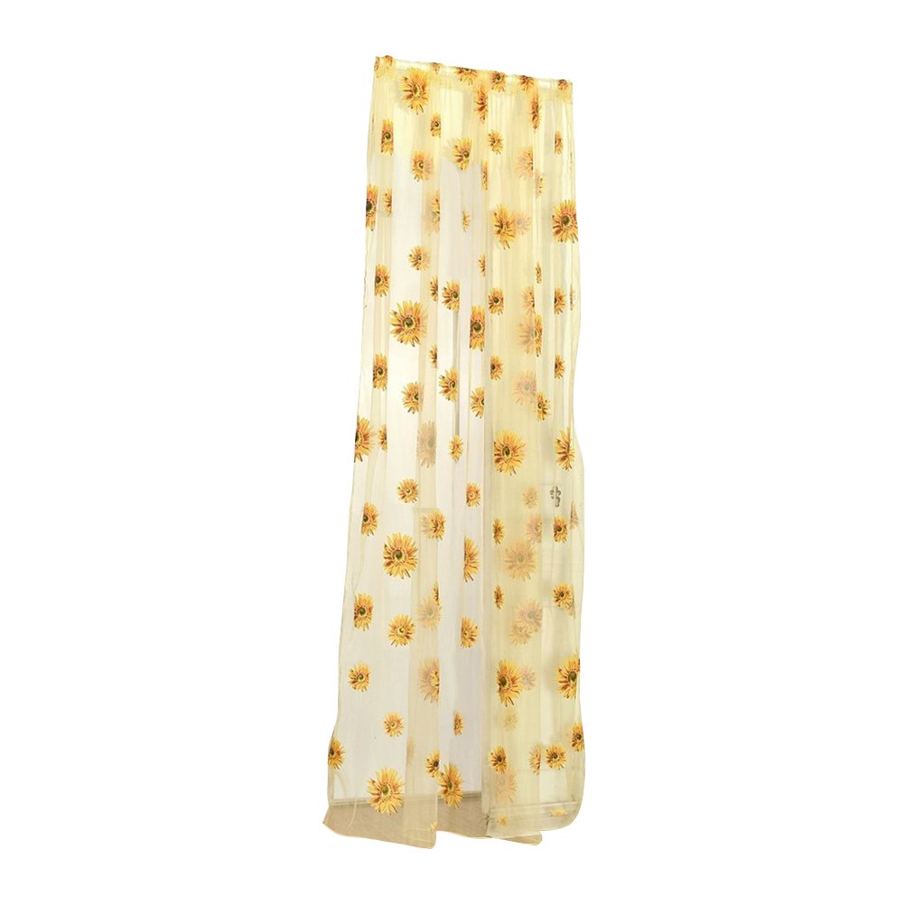 VORCOOL Sunflower Voile Sheer Curtains 100x200cm - Rod Pocket Window Panels for Living Room & Bedroom - Light Filtering Privacy Drapes for Home Decor