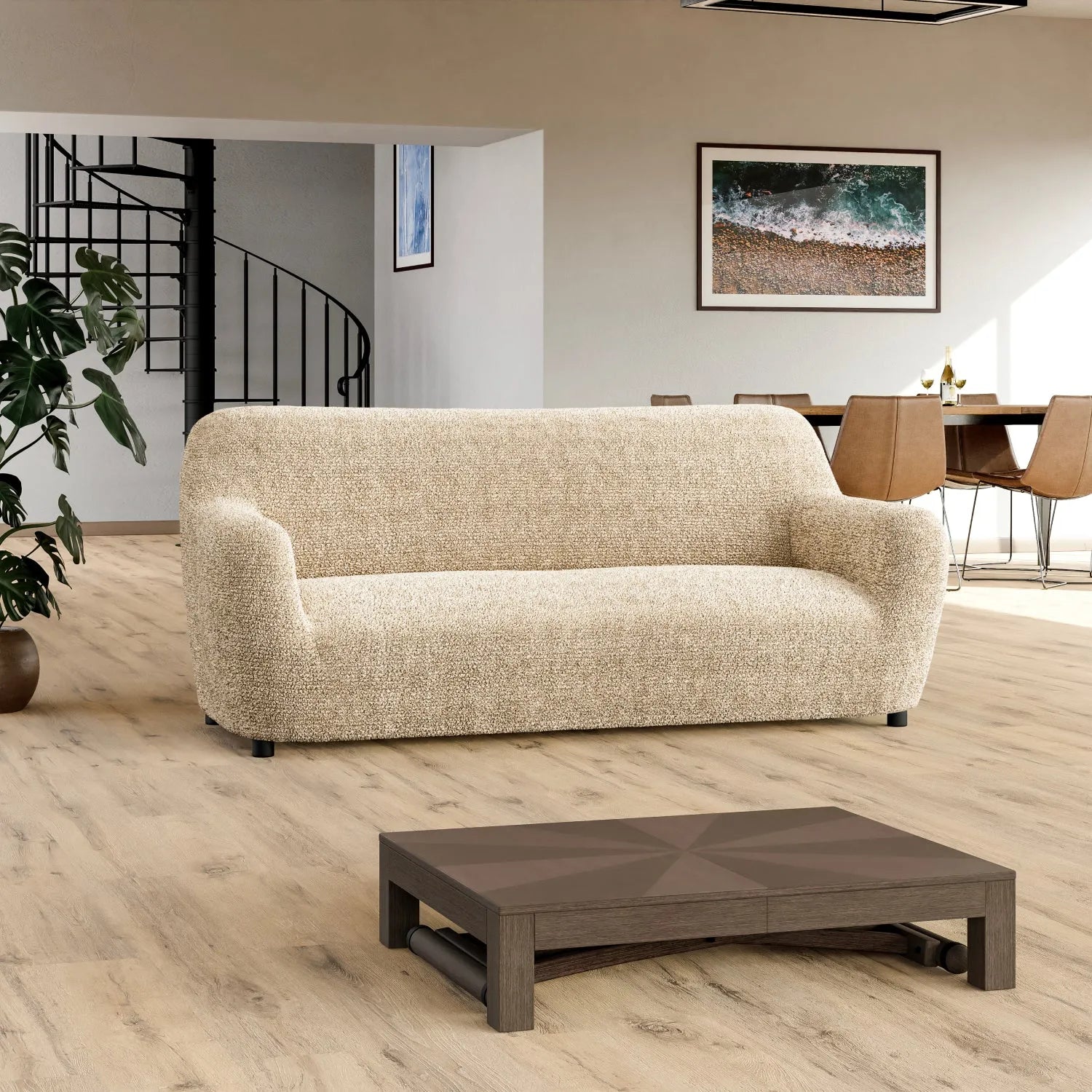 3 Seater Sofa Slipcover - Soft Microfiber Printed Fabric - Perfect for Living Room, Family Room & Home Decor
