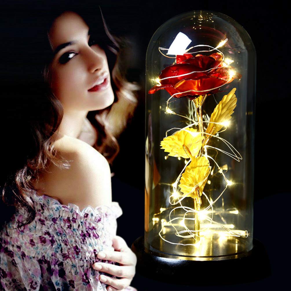 Uonlytech Rose Table Lamp - LED Flower Light for Home Decor, Bedroom, Office Desk, Romantic Party Lighting | Warm White Decorative Lamp for Valentine's Day, Wedding, Anniversary Gifts