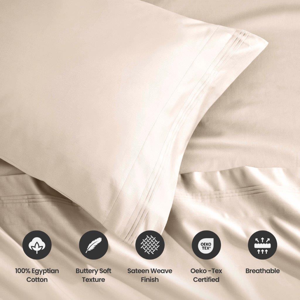 Premium 1500 Thread Count Egyptian Cotton Sheet Set - Eco-Friendly, Breathable & Hypoallergenic - Perfect for Luxury Bedding & Hot Sleepers