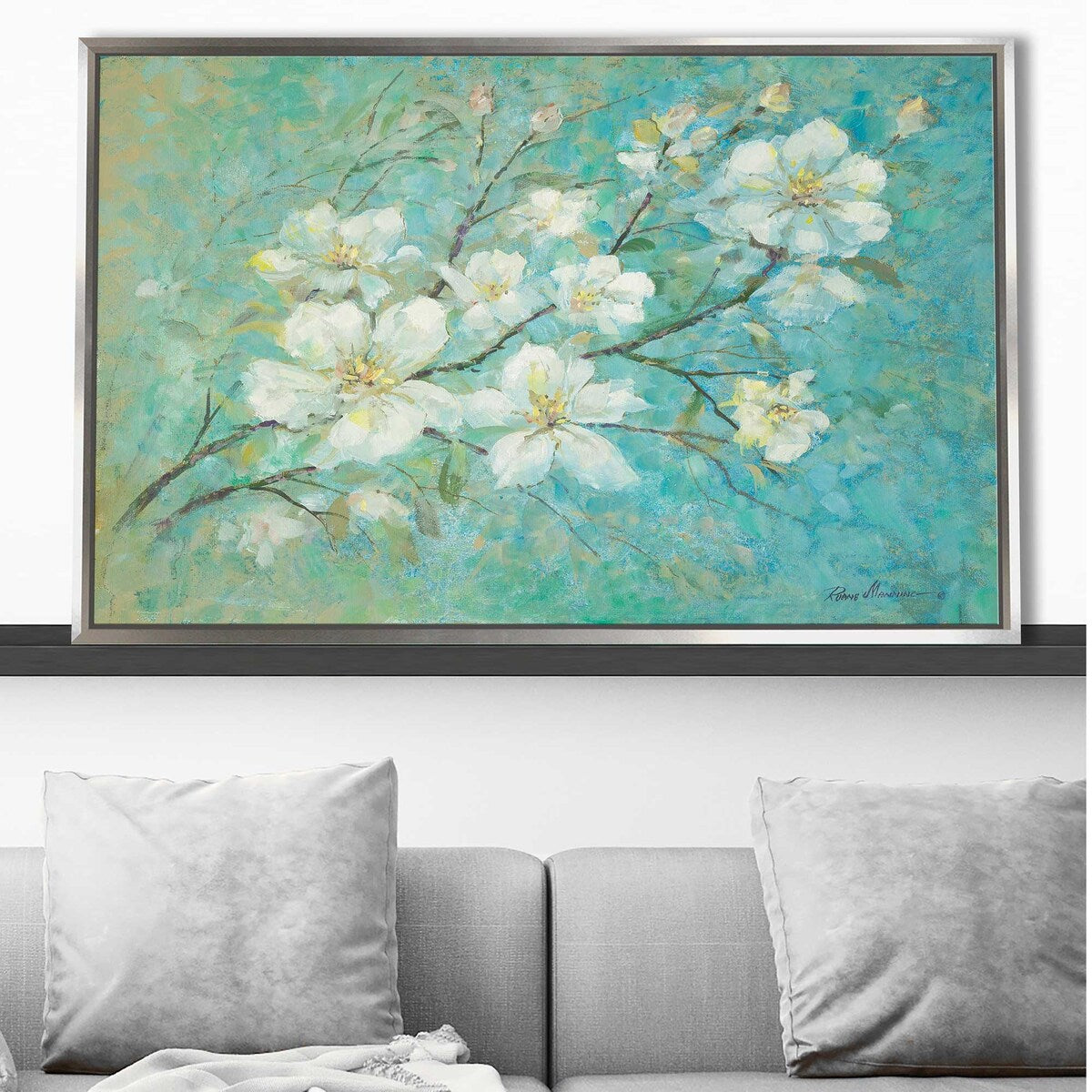 Apple Blossoms by Ruane Manning - Floating Canvas Wall Art Print - Perfect for Living Room, Bedroom & Office Decor