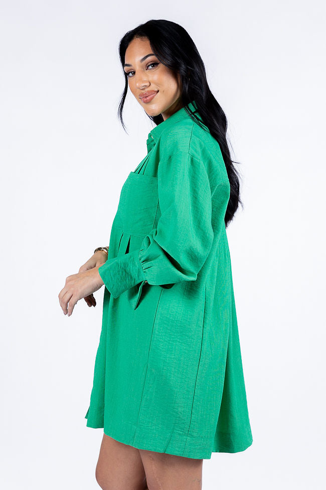 Stylish Green Button-Up Shirt Dress for Women - Casual & Office Wear - Final Sale | Perfect for Spring Outfits, Work, and Weekend Brunch