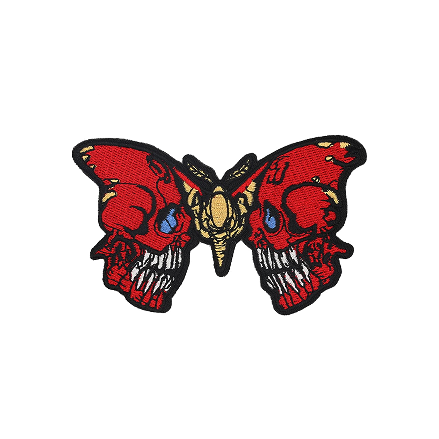 HECOO Bleeding Skull Butterfly Embroidered Iron On Patch for Jackets, Bags, DIY Crafts - Gothic Punk Style Accessories