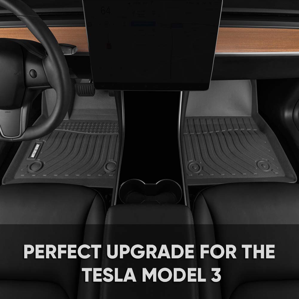 Premium 3D Contour Fit All-Weather Floor Mats for 2017-2024 Tesla Model 3 - Front & Rear Custom Liners | Odorless, Heavy Duty Protection | Perfect for Daily Commute, Road Trips & Extreme Weather Conditions