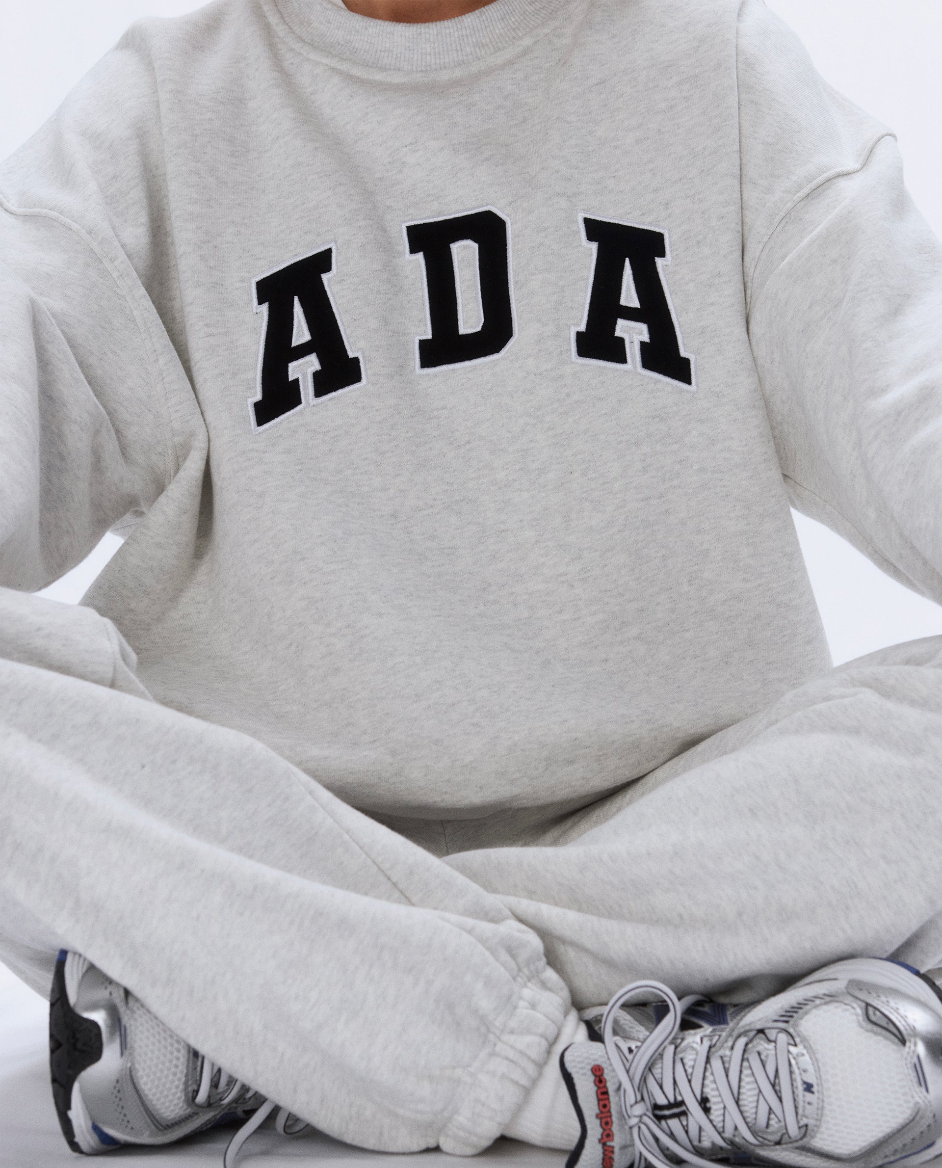 ADA Oversized Sweatshirt for Women - Light Grey Melange Pullover | Cozy Casual Wear for Lounge, Street Style & Fall Outfits