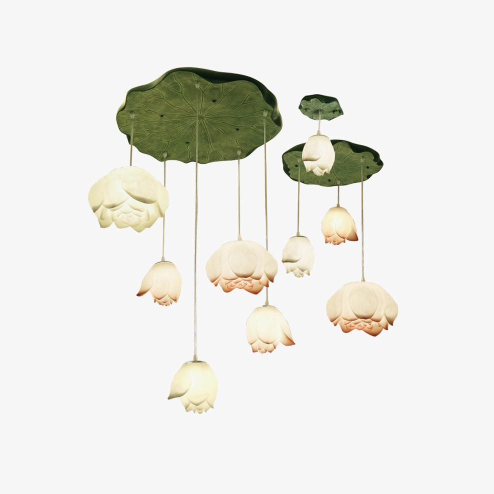 Elegant Lotus Flower Chandelier Lighting Fixture - Modern Crystal Ceiling Light for Living Room, Bedroom, Dining Room & Wedding Decor