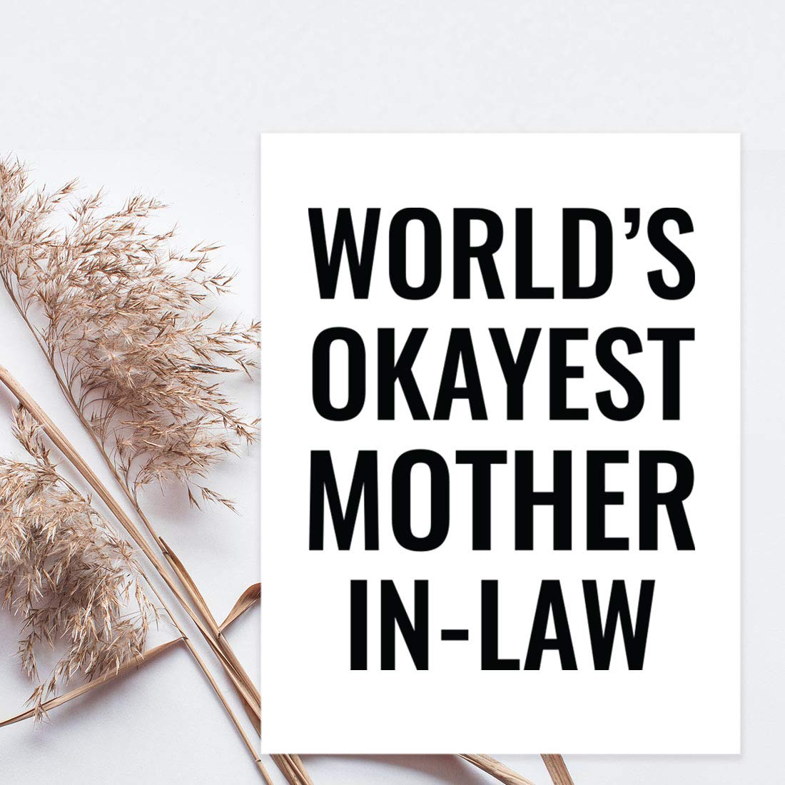 Funny World's Okayest Mother-in-Law Jumbo Greeting Card - 8.5 x 11 Inch Blank Card with Envelope - Humorous Birthday & Mother's Day Card for MIL - 1-Pack - Perfect for Special Occasions & Family Gatherings