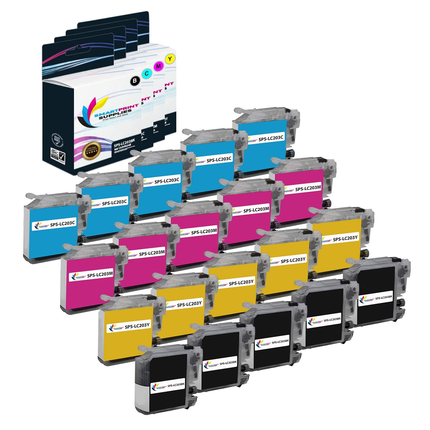 Brother MFC-J460DW J480DW J485DW J880DW Compatible LC203 LC203BK LC203C LC203M LC203Y Ink Cartridge Replacement - 20 Pack (Black, Cyan, Magenta, Yellow) for Home & Office Printing