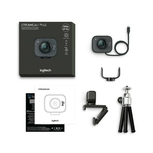 Logitech StreamCam Plus Full HD Webcam with Tripod Stand & Ring Light Bundle - 1080p 60fps Web Camera for Streaming, Video Calls, Gaming, YouTube (Graphite) - Perfect for Home Office, Online Classes, Zoom Meetings