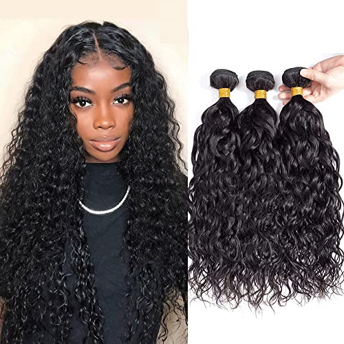 10A Brazilian Deep Curly Human Hair Bundles - 100% Unprocessed Virgin Hair Weave (4 Bundles Water Wave) for Natural Look & Styling | Perfect for Braiding, Weaving & Hair Extensions