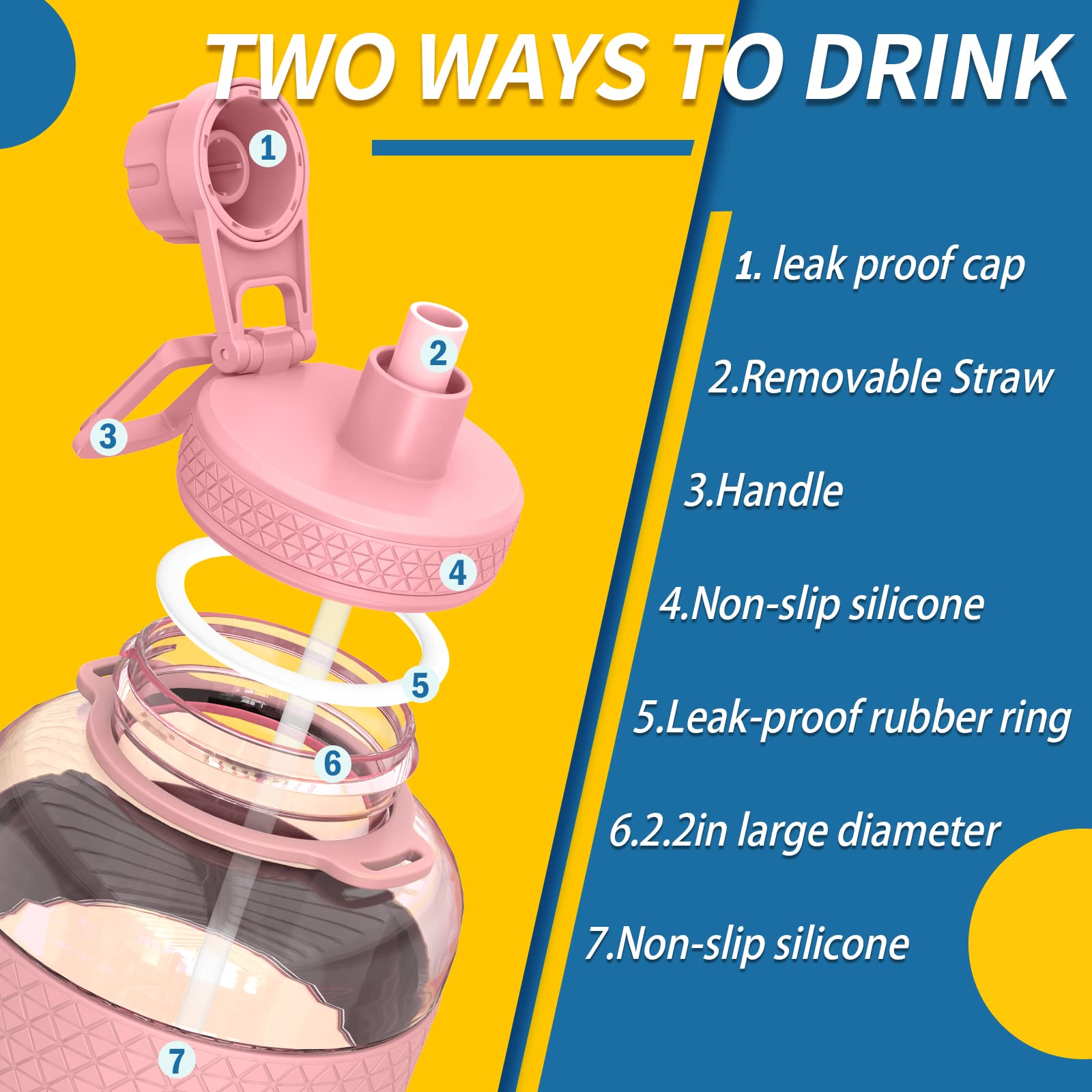 32oz/64oz Motivational Water Bottle with Time Marker & Removable Straw - Leakproof Large Water Jug for Fitness, Gym, Camping & Outdoor Sports - Stay Hydrated During Workouts, Hiking and Daily Activities
