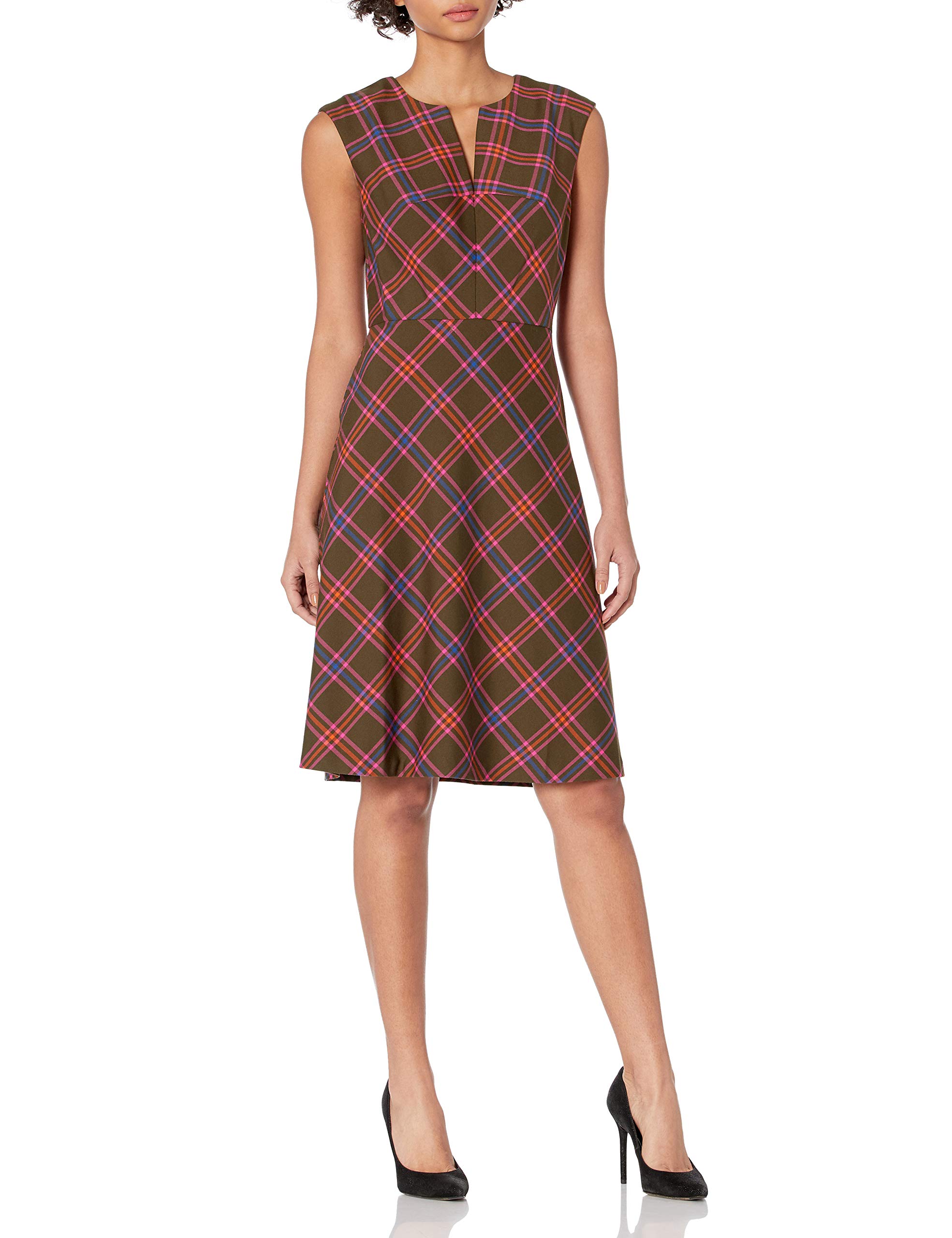 Trina Turk Women's A-Line Plaid Dress - Stylish Floral Print Casual & Party Wear for Women | Perfect for Office, Date Night & Special Occasions