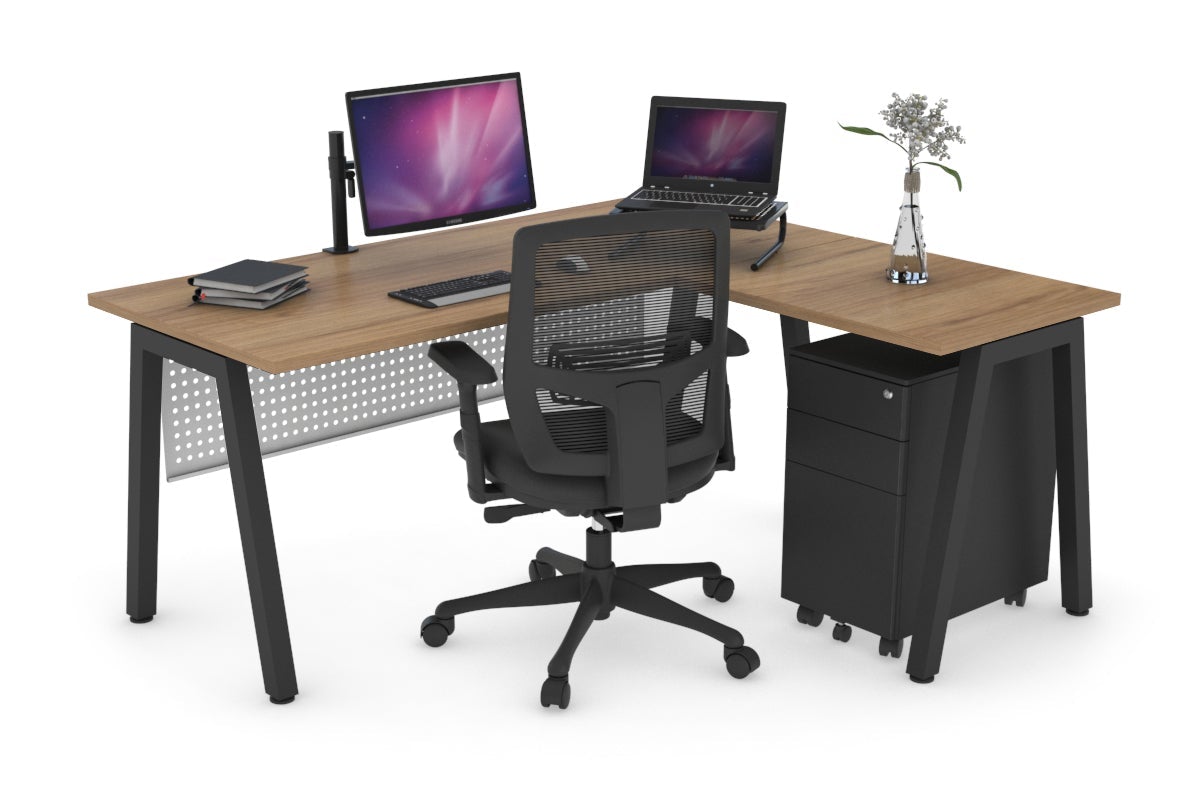 L-Shaped Corner Office Desk with Quadro A Legs - 1400L x 1450W - Modern Ergonomic Workstation for Home Office & Gaming Setup
