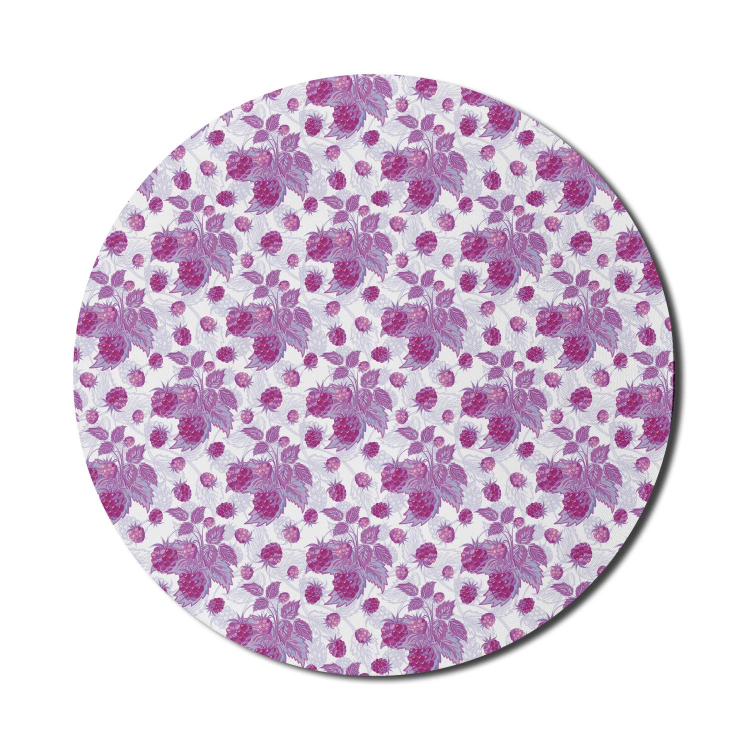 Ambesonne Purple Mouse Pad for Computers - Non-Slip Round Gaming Mousepad with Vibrant Raspberry Branch Design, 8 Inch Thick Rubber Base for Office & Home Use