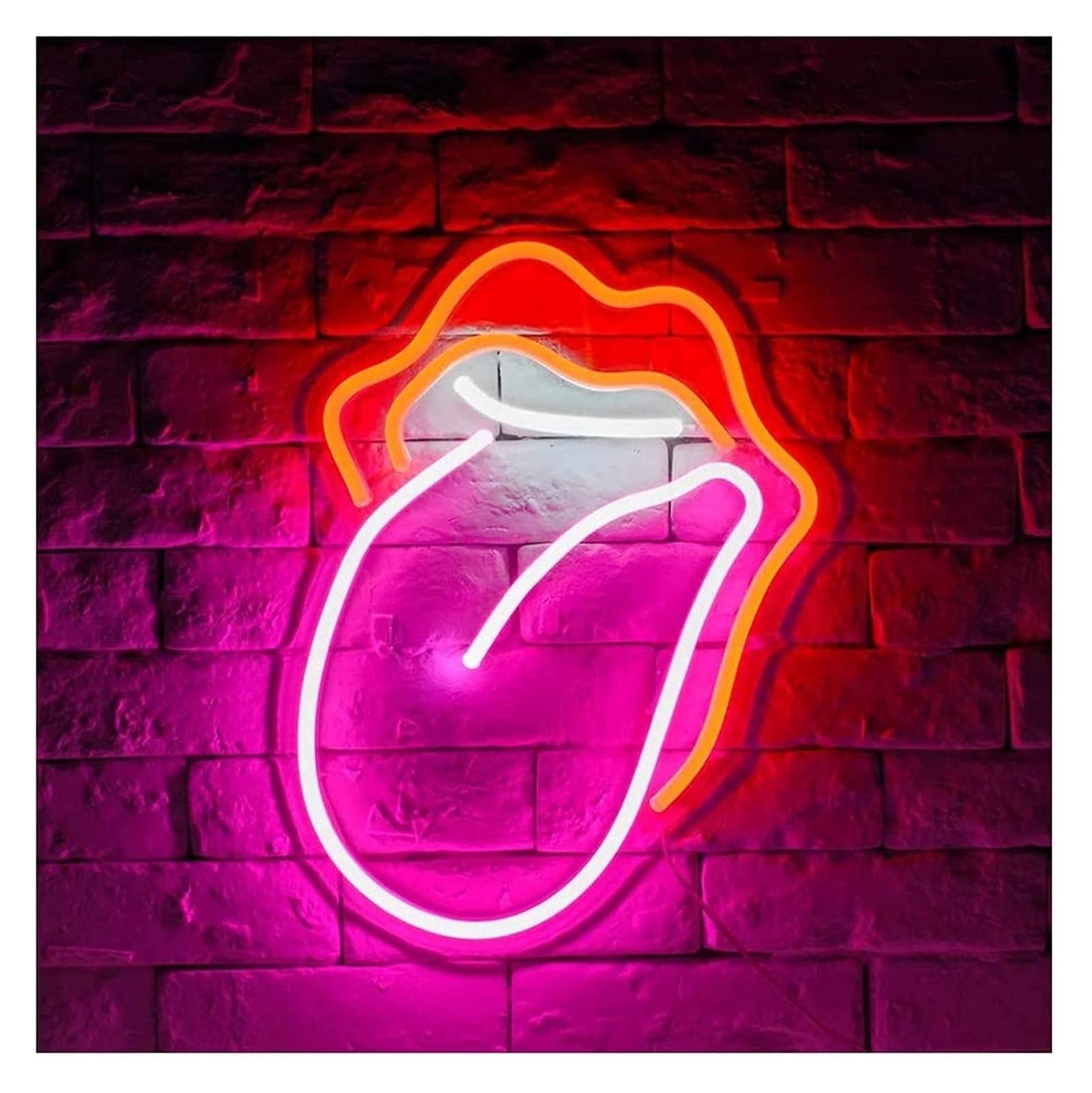 Red Lips LED Neon Sign - Flame Design Wall Decor for Bedroom, Bar, Hotel & Party | USB Powered Night Light for Valentine's Day, Christmas Gifts & Art Decoration | Perfect for Romantic Ambiance, Home Decor & Special Events