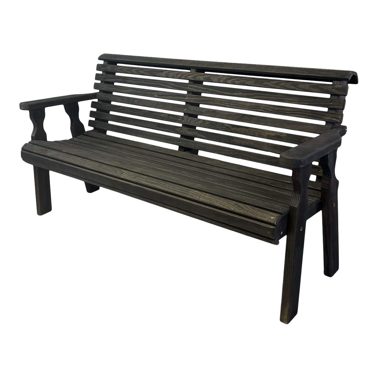 Amish-Made Heavy Duty 4-Foot Roll Back Outdoor Bench - Solid Treated Pine, 700 lb Capacity, Weather-Resistant Black Stain Finish - Perfect for Patio, Garden, Deck & Porch Seating (Made in USA)
