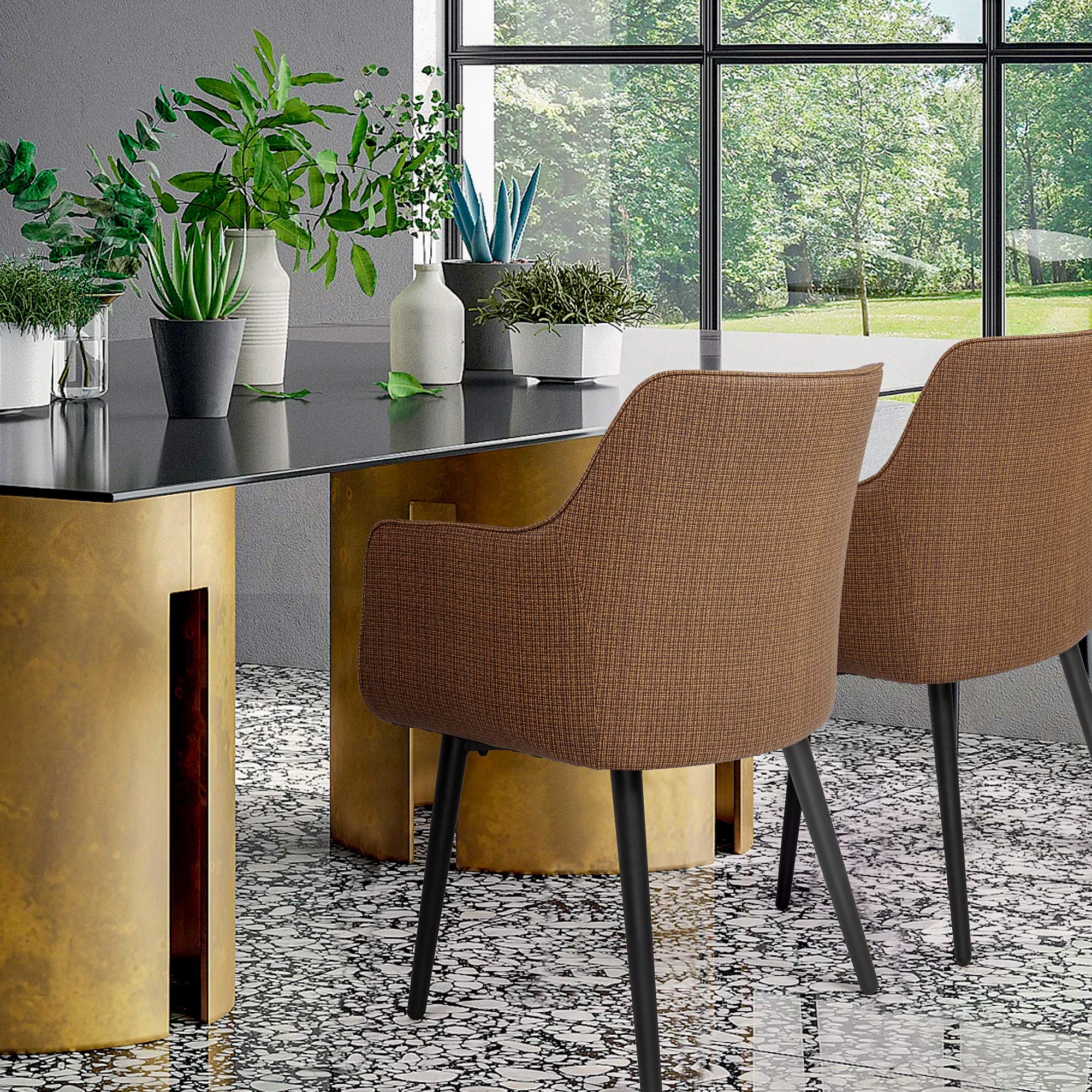 Modern PU Leather High Back Dining Chair - Stainless Steel Legs for Home, Office & Coffee Shop - Classic Comfort for Family & Leisure Use