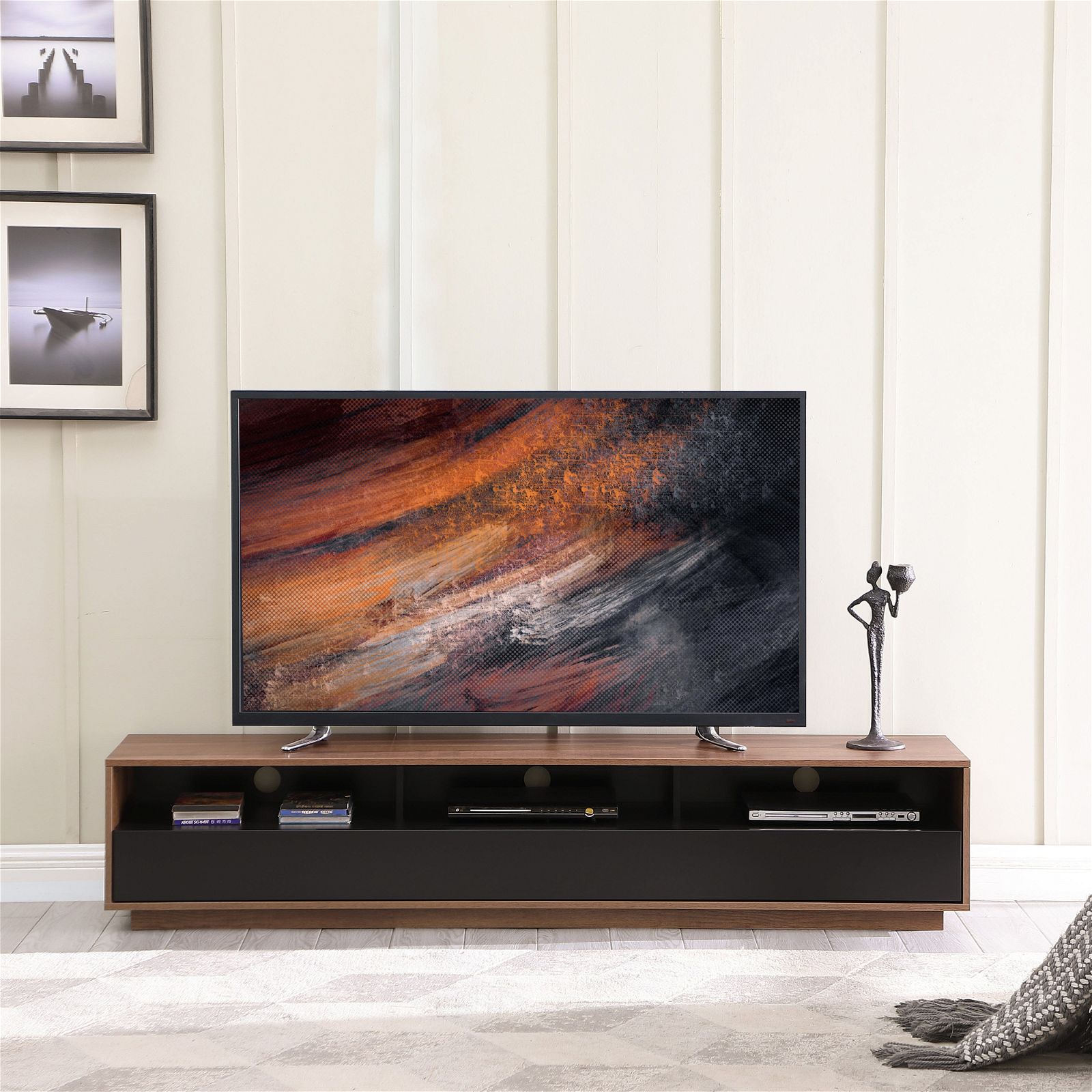 Tauris™ SUAVE1800 Dark Oak TV Stand Entertainment Center - Modern Media Console for Living Room, Home Theater & Gaming Setup