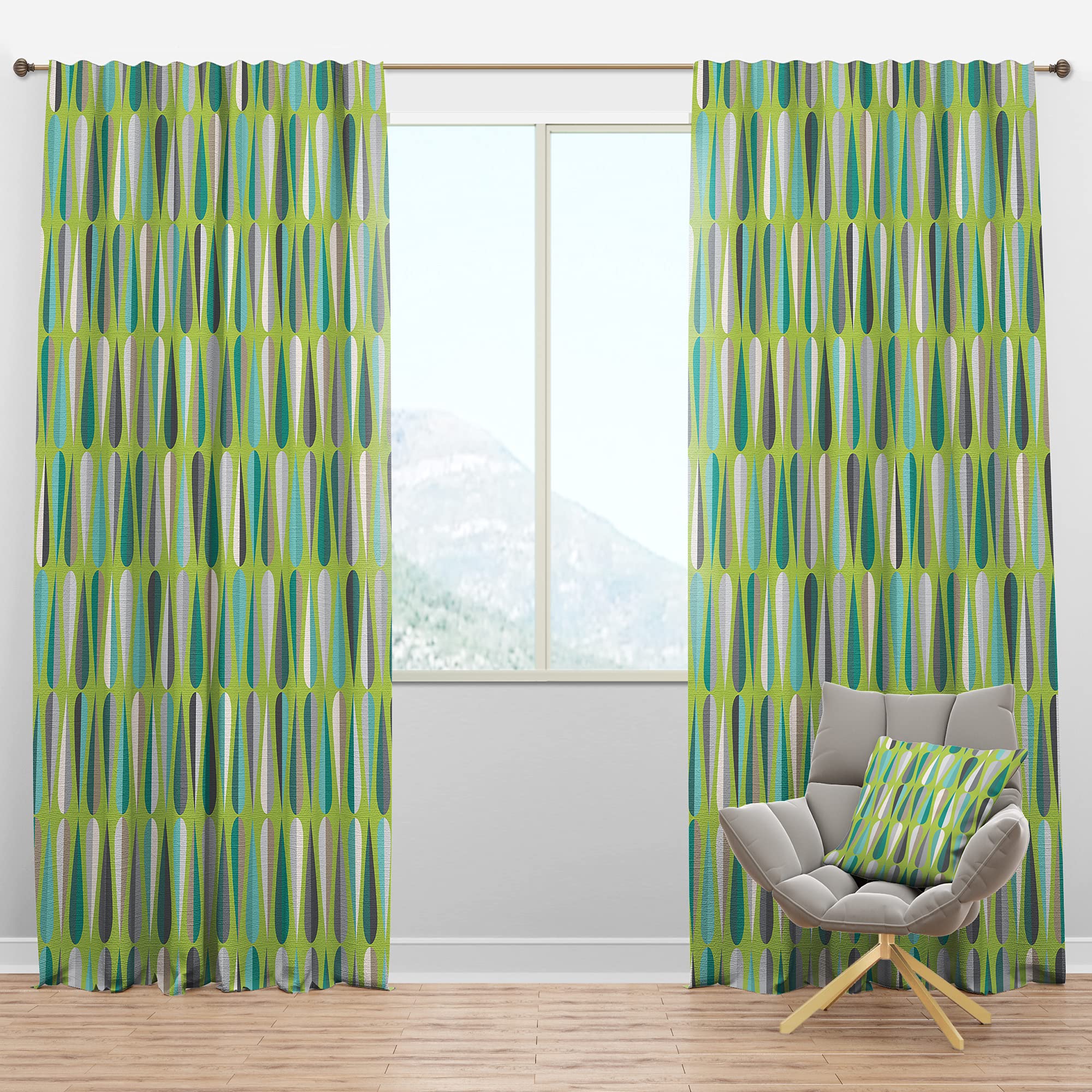 DesignQ Blackout Curtains - Retro Abstract Drops VI Thermal Insulated Window Drapes for Bedroom & Living Room (52x108, Single Panel) - Perfect for Light Blocking, Privacy & Energy Efficiency
