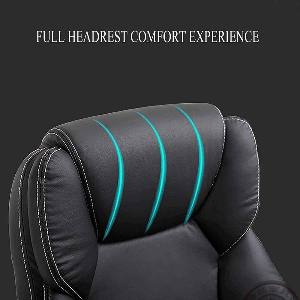 Ergonomic High Back Office Chair - PU Leather Swivel Computer Desk Chair with Lumbar Support for Home & Gaming (Black) - Perfect for Work, Study & Long Hours Sitting