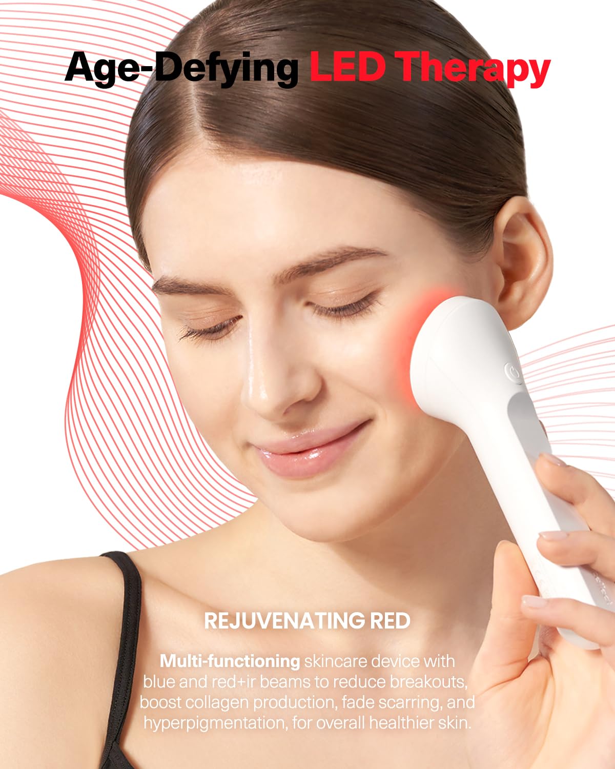 Rejuvenating Red Beauty Beam by CELLECT - Red LED Handheld Infrared Therapy Facial Device for Wrinkles & Fine Lines | At-Home Collagen Boosting Skincare Treatment | Perfect for Anti-Aging, Spa Days & Daily Skin Rejuvenation