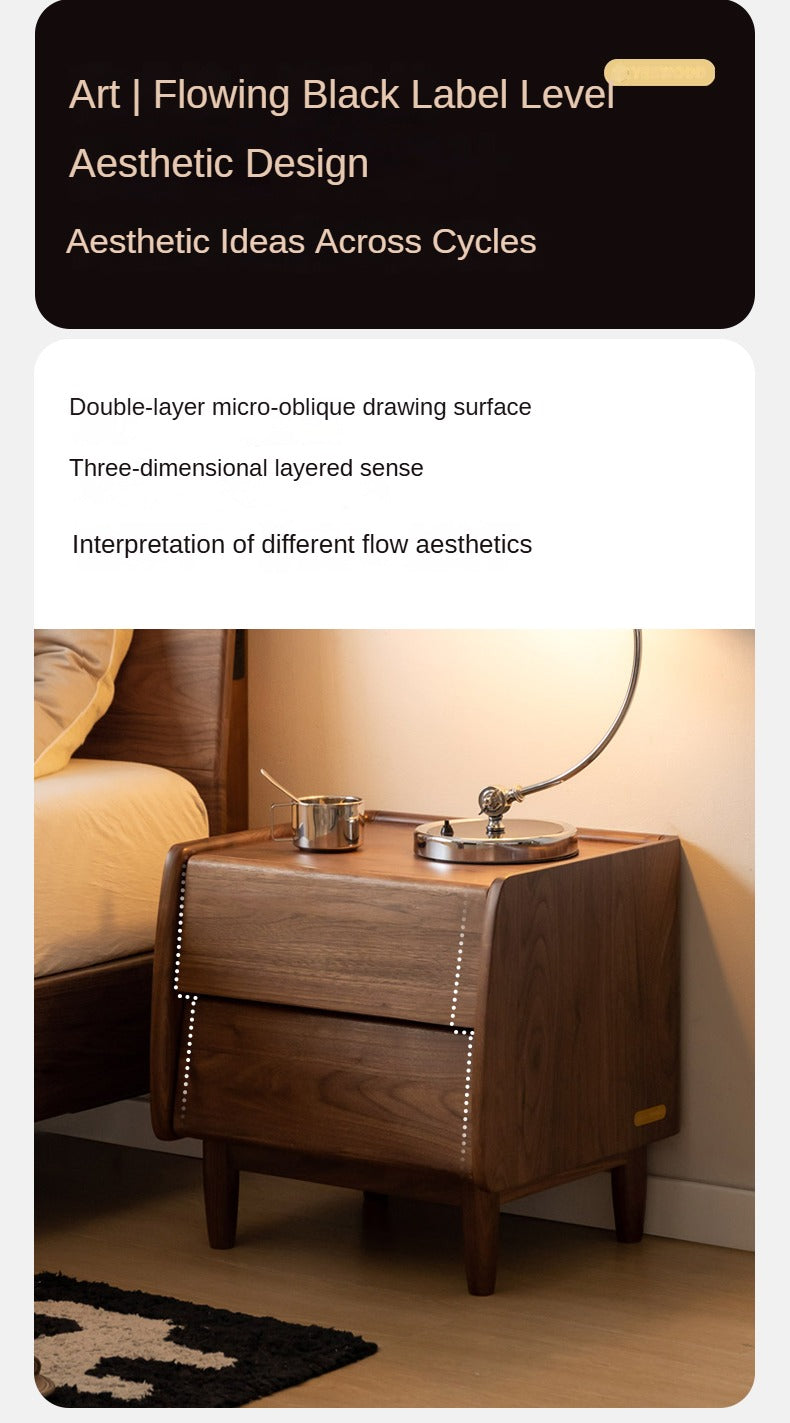 Solid Black Walnut Wood Nightstand - Small Bedside Table with Drawer for Bedroom, Living Room & Office - Natural Wood Furniture for Home Decor