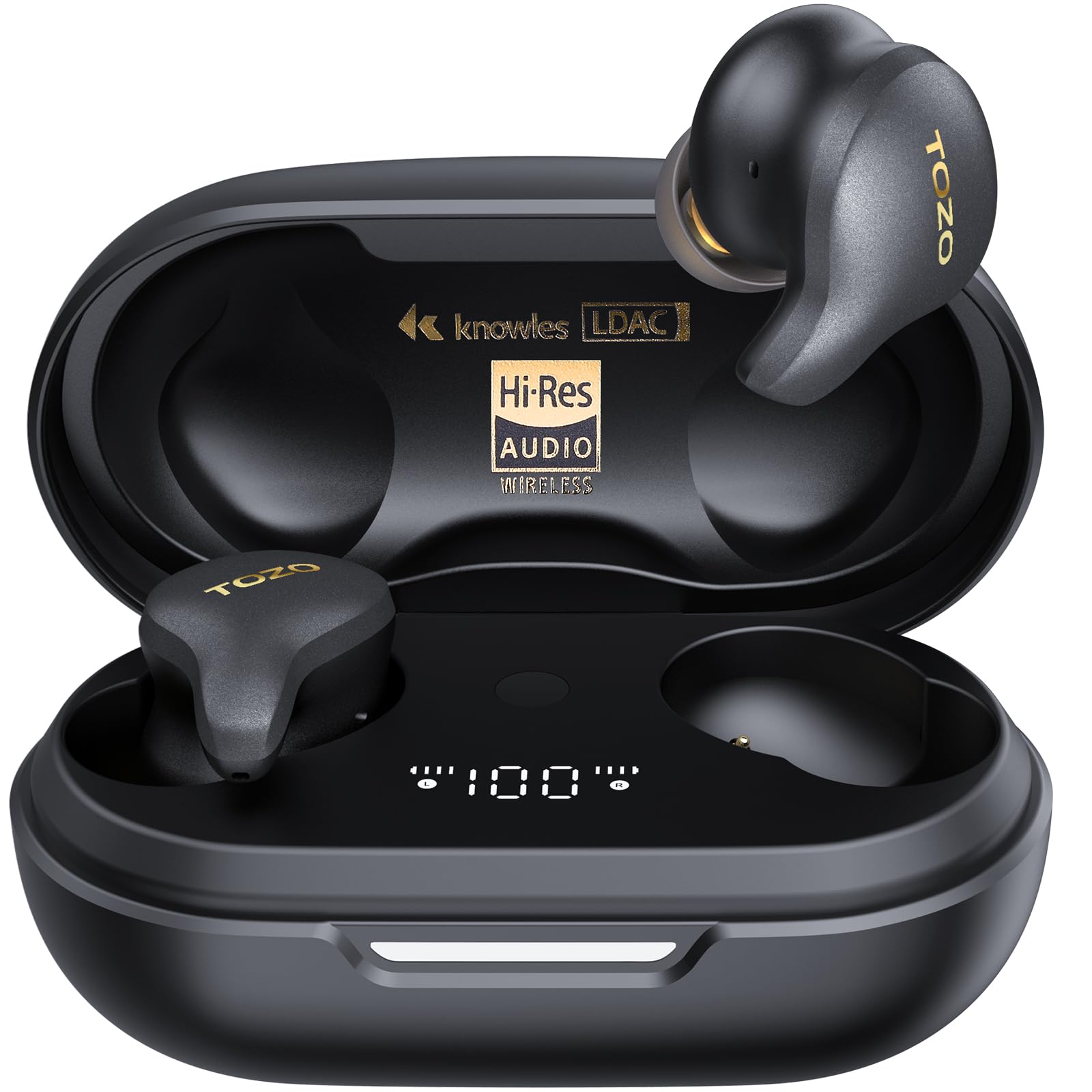 TOZO Golden X1 Wireless Earbuds with Balanced Armature & Hybrid Dynamic Drivers - HiFi Sound, Bluetooth 5.3, IPX8 Waterproof, 45H Playtime - Perfect for Gym, Running, Travel & Work (Renewed)