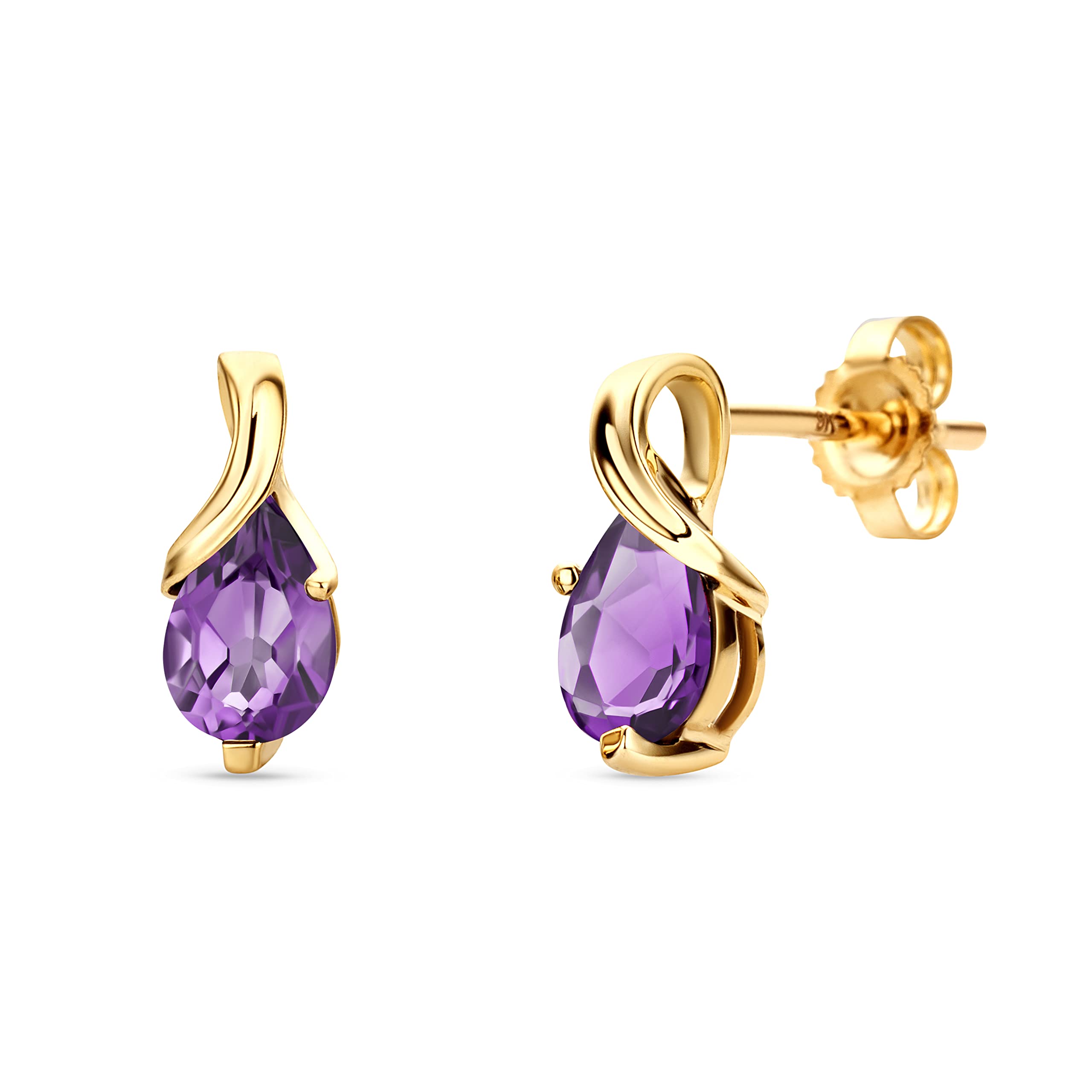 14K White Gold & Yellow Gold Drop Dangle Earrings for Women - Emerald/Amethyst/Sapphire/Topaz/Ruby Gemstone Jewelry Set - Elegant Wedding, Party & Evening Wear Accessories