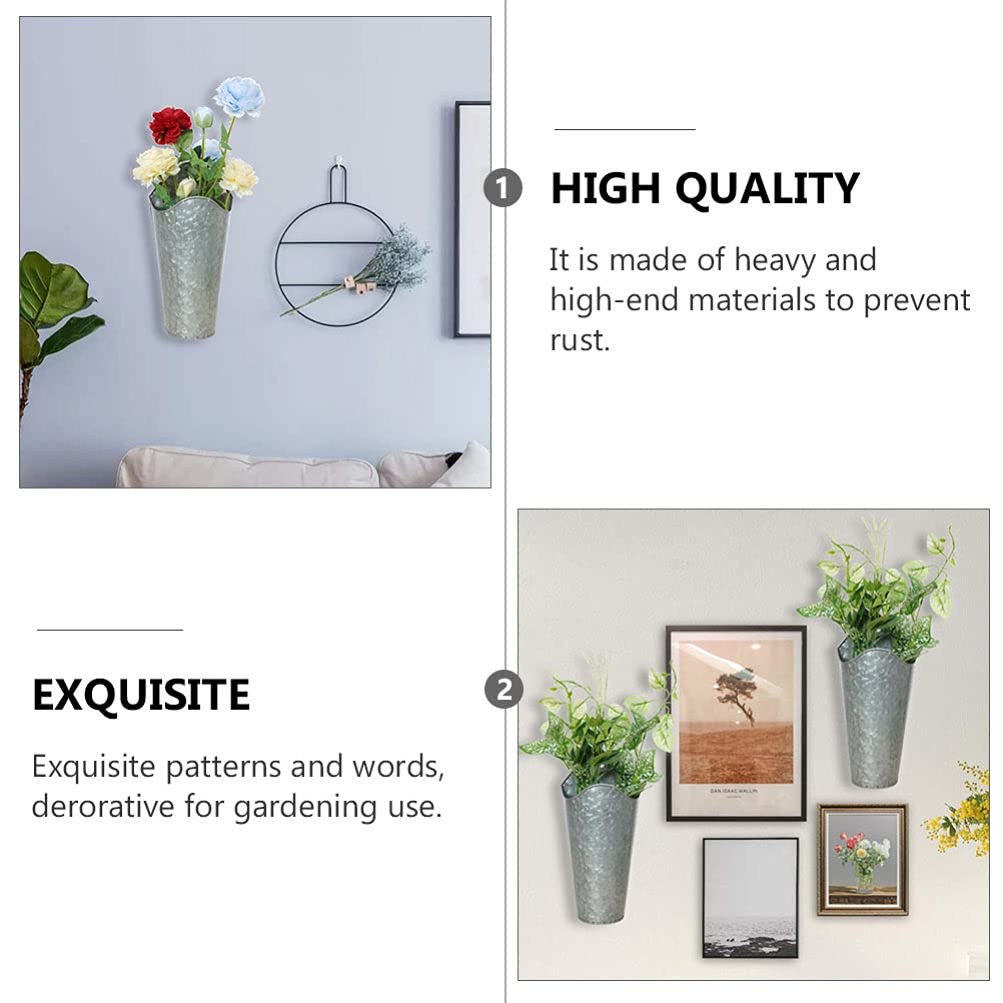 DOITOOL 2 Pack Metal Wall Mounted Flower Pots - Farmhouse Style Hanging Wall Planter for Succulents, Flowers, Herbs - Rustic Home Wall Decor for Living Room, Bedroom, Kitchen & Outdoor Garden