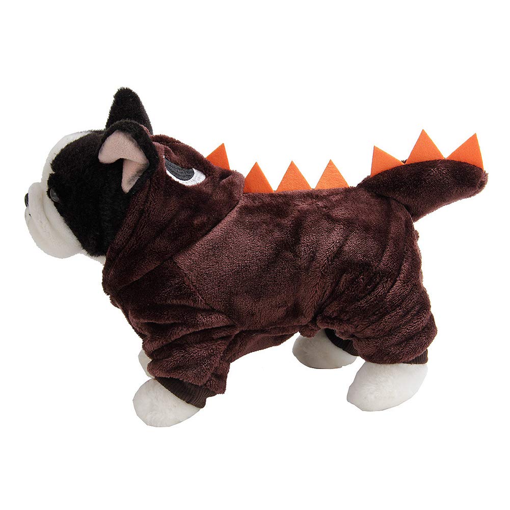 Halloween Dinosaur Dog Costume - Cute Pet Hoodie for Parties (Coffee, L)