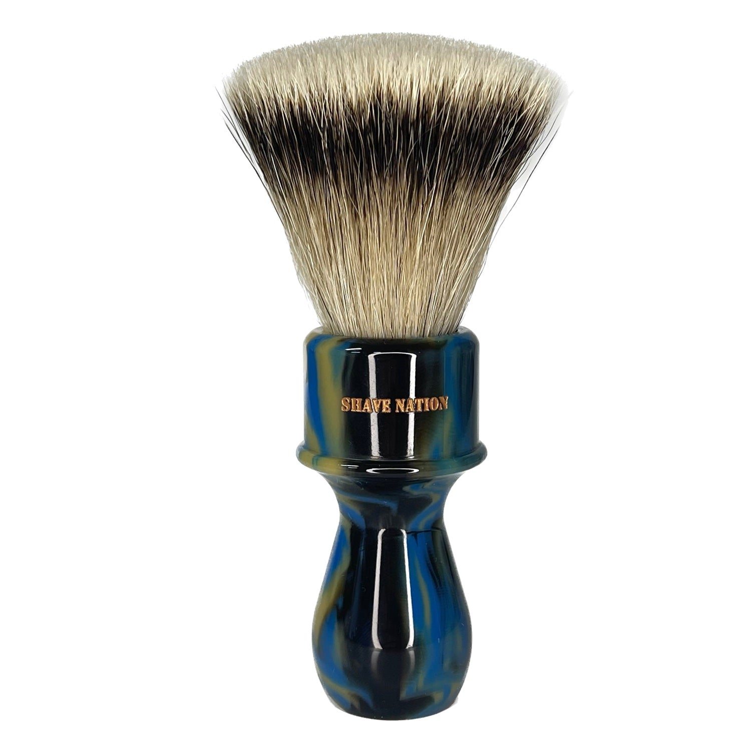 Premium Silvertip Badger Shaving Brush by Shave Nation - FLATBOY for Smooth & Comfortable Shaving - Perfect for Wet Shaving, Grooming Kits & Men's Skincare Routine