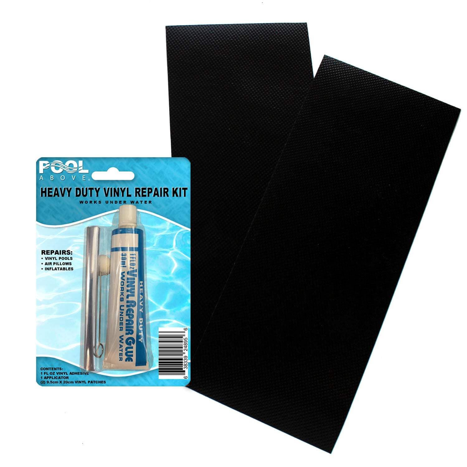 Heavy Duty Vinyl Repair Patch Kit with Adhesive Glue - Waterproof Repair for Inflatables, Boats, Rafts, Kayaks & Air Mattresses (Includes Black Patches) | Perfect for Outdoor Gear, Pool Toys and Camping Equipment